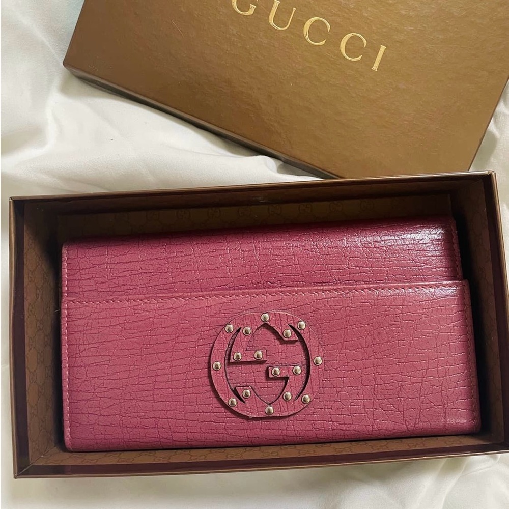 AUTH GUCCI INTERLOCKING G LOGO WALLET